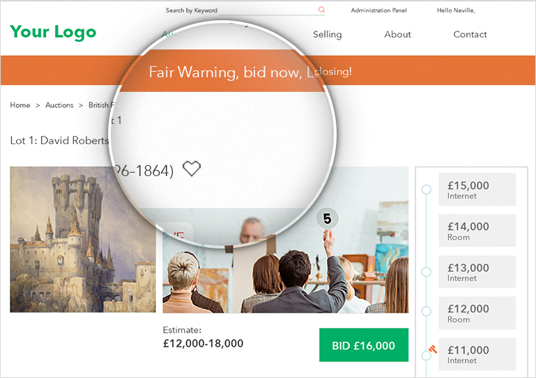 Clear And Personalised Onscreen Bid Notifications Keep Everyone On Track
